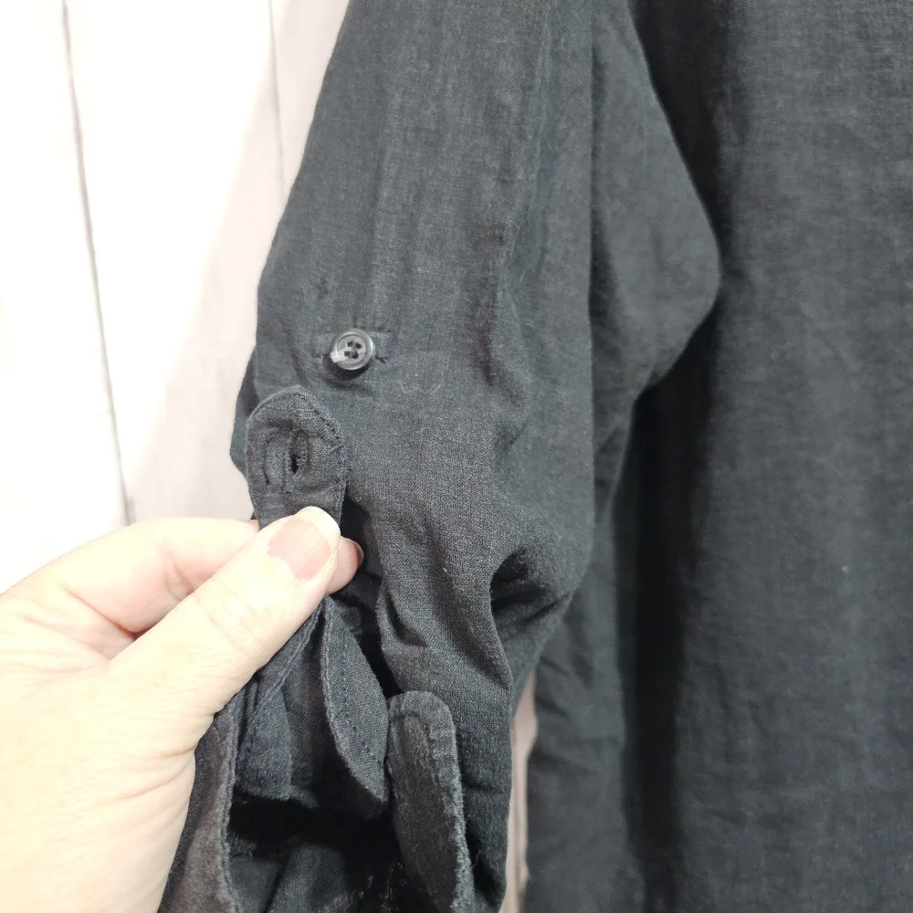 Risen Los Angeles Women's Black Linen Blend Relaxed Fit Button Up Shirt Size M/L - Picture 7 of 14